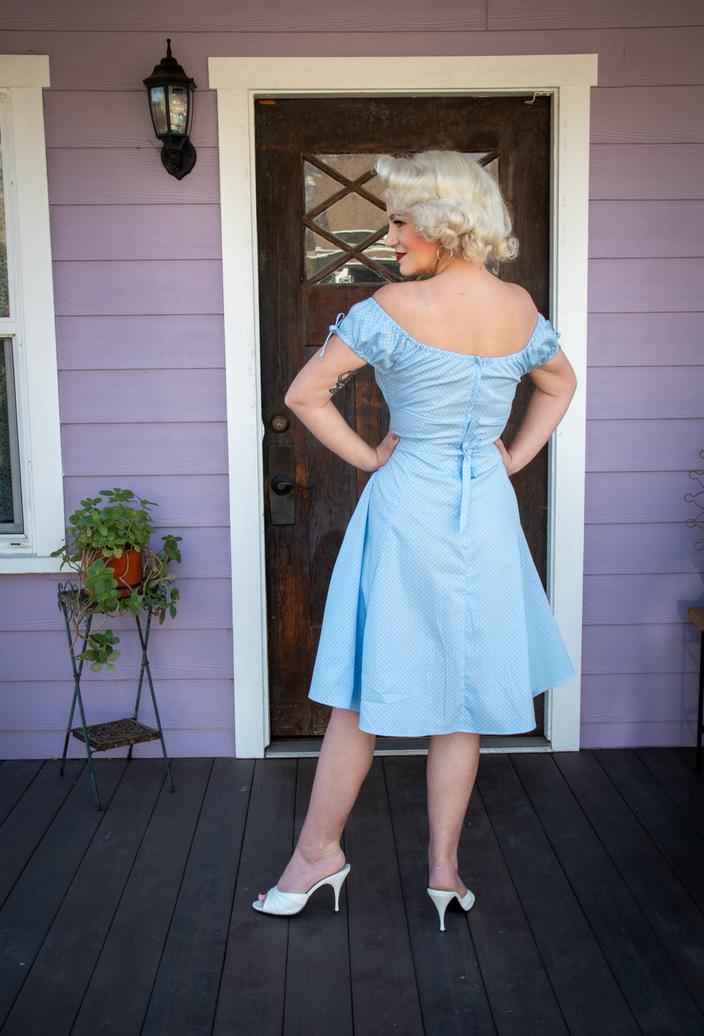 Hilda Dress - Baby Blue Dot