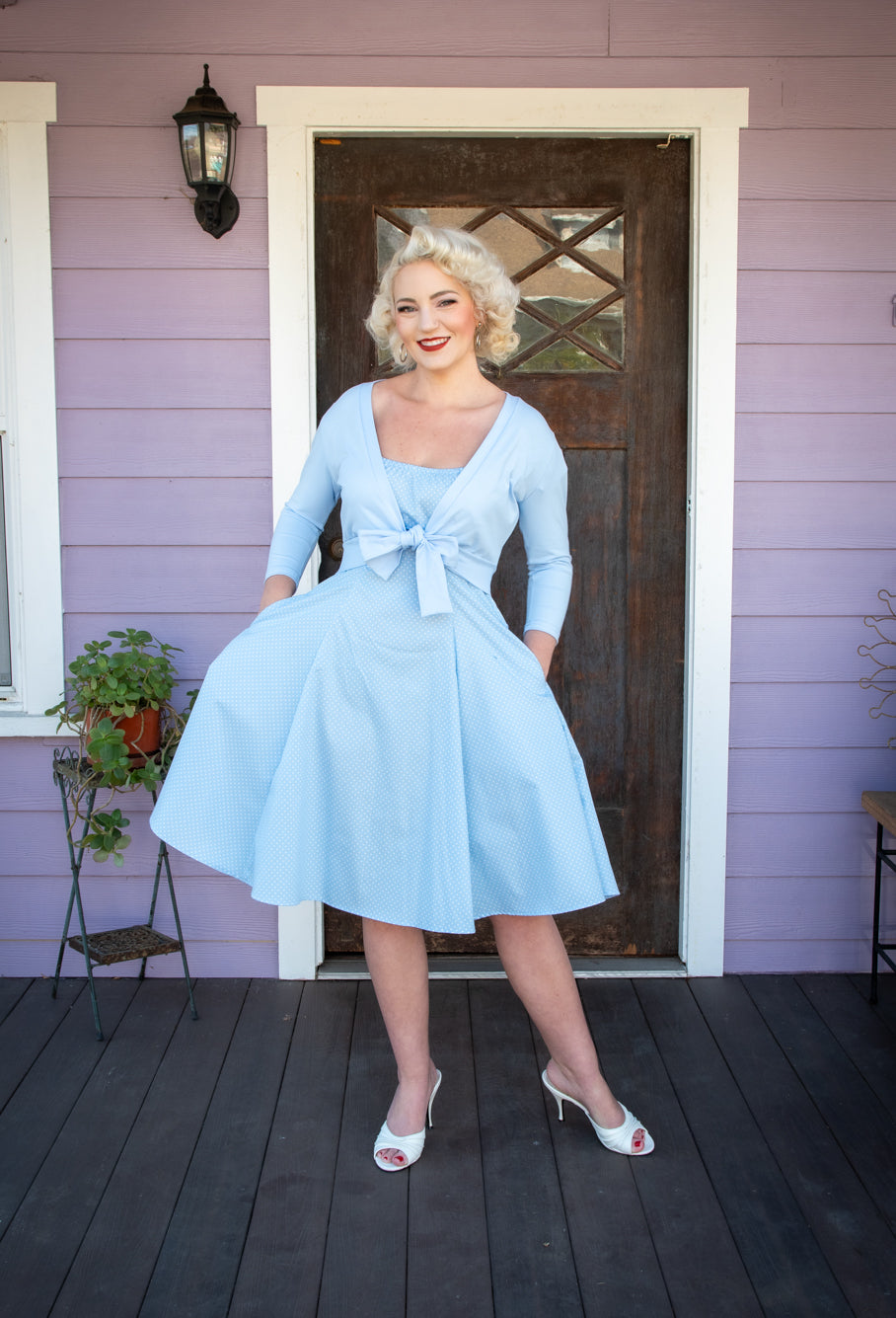 Hilda Dress - Baby Blue Dot