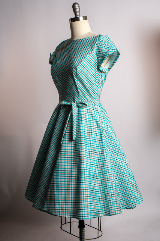 Melody Dress - Robin's Egg Bias Plaid