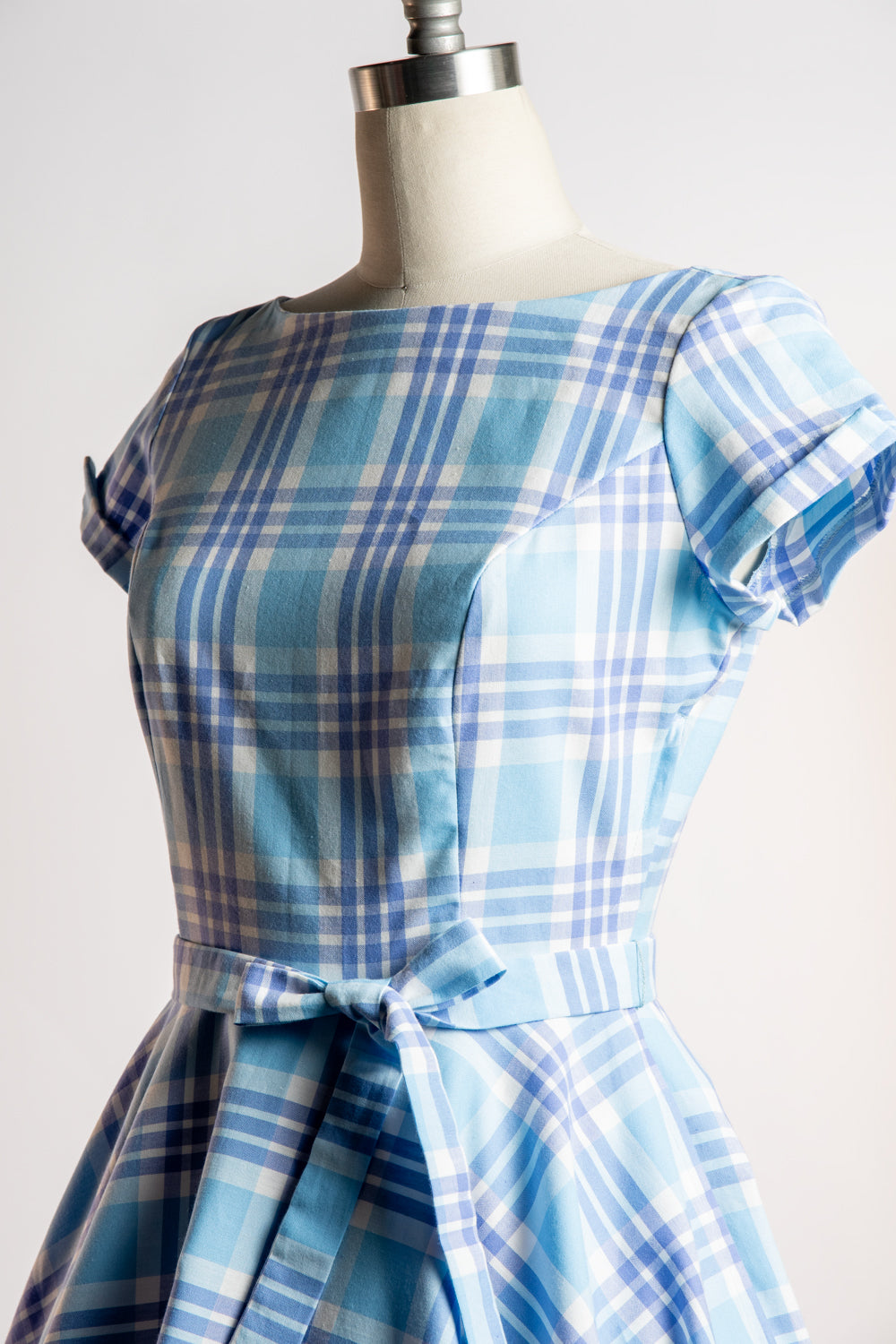 Melody Dress - Light Blue Plaid