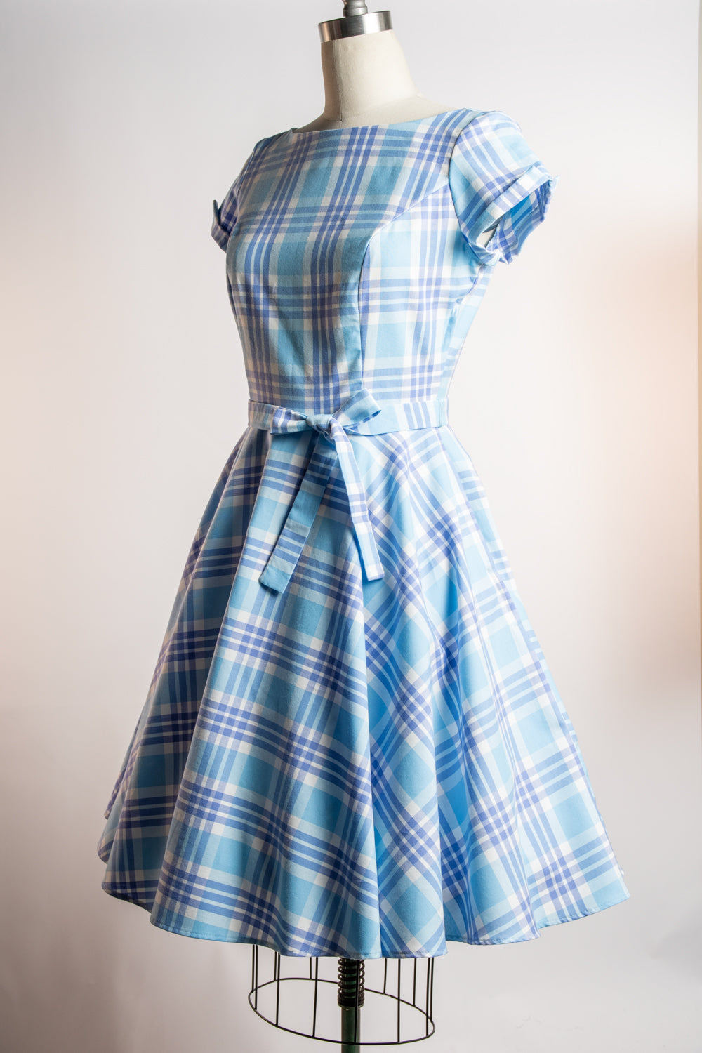 Melody Dress - Light Blue Plaid