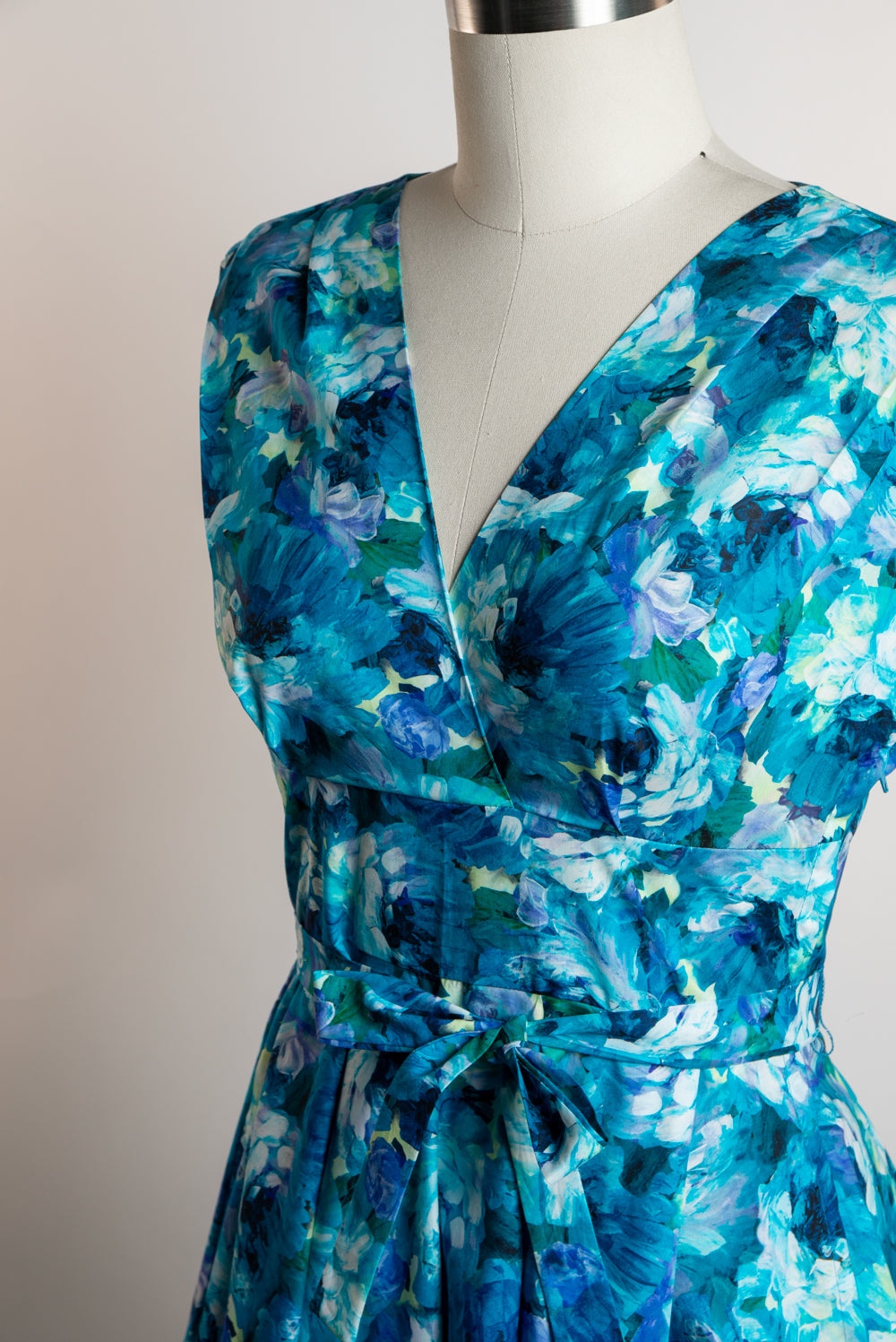 Milan Dress - Painted Roses, Azure