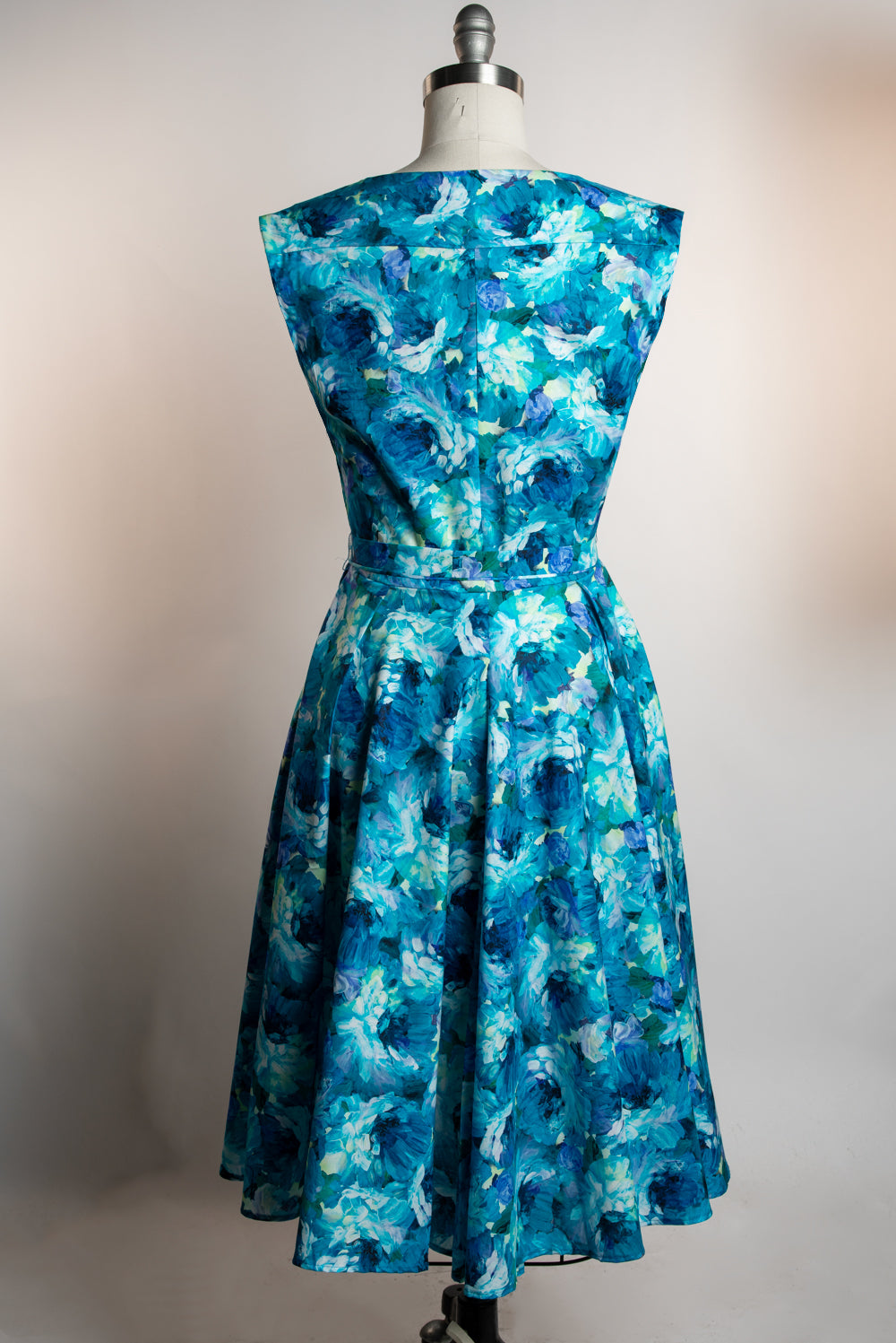 Milan Dress - Painted Roses, Azure