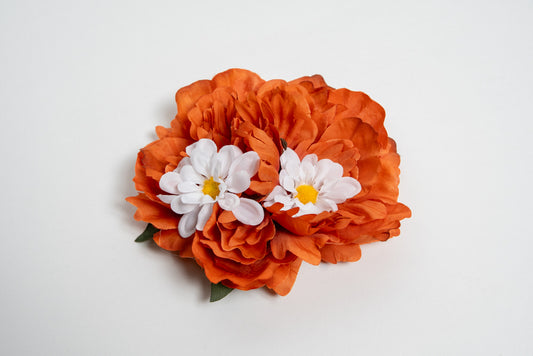 Orange Flower with Small White Flowers Hair Flower by NicCoCo Creations