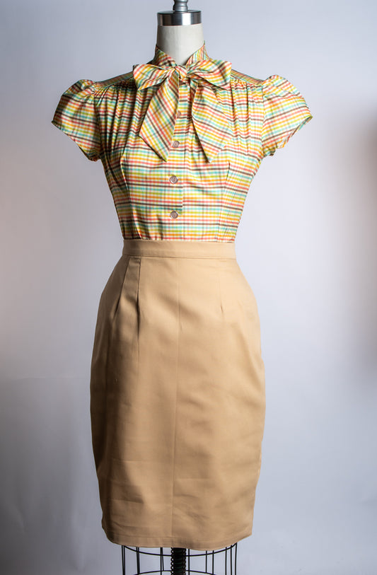Made-To-Order: Basic Pencil Skirt- Butterscotch, Canvas - Heart of Haute