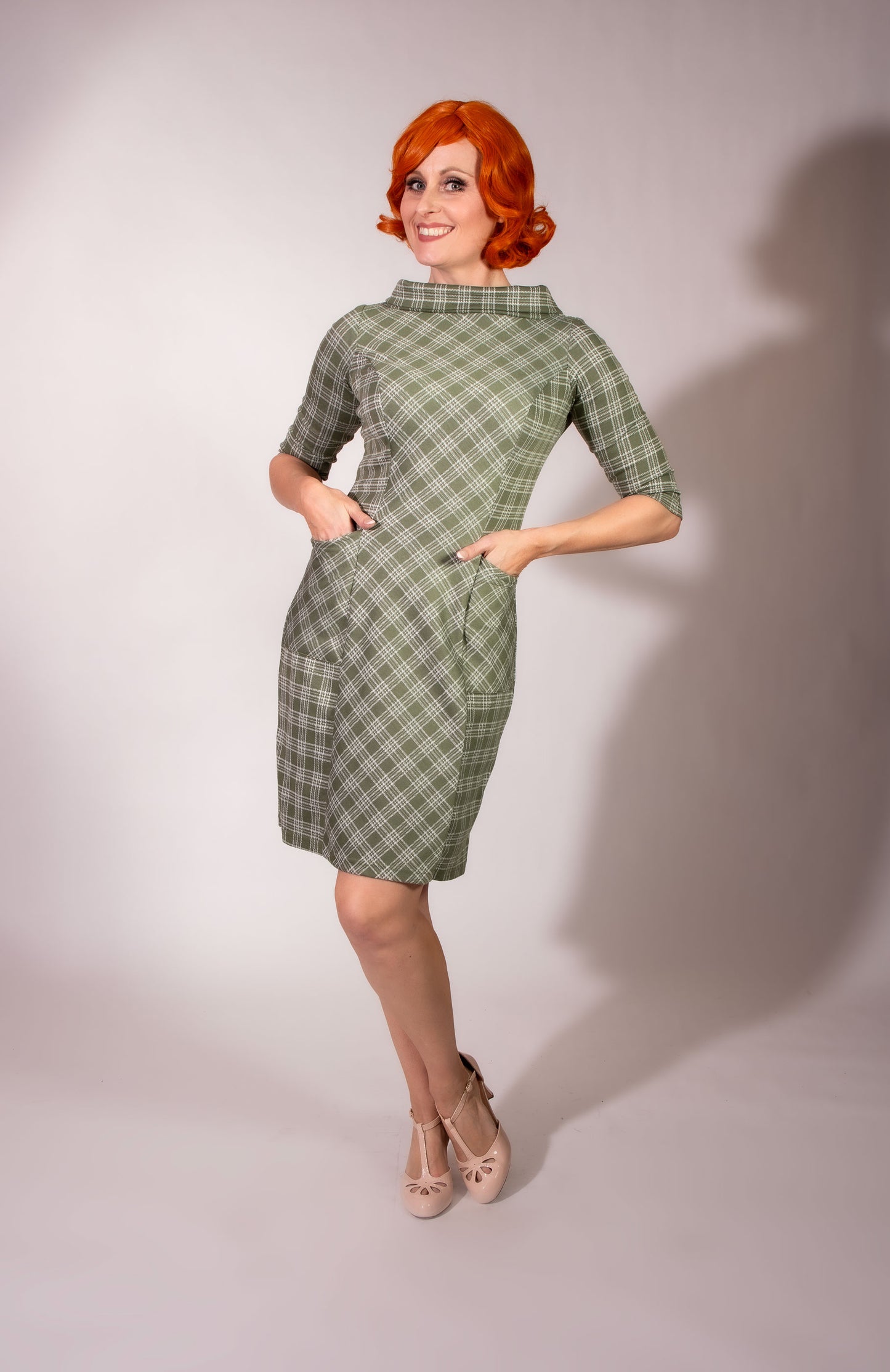 Dana Dress- Sage Plaid