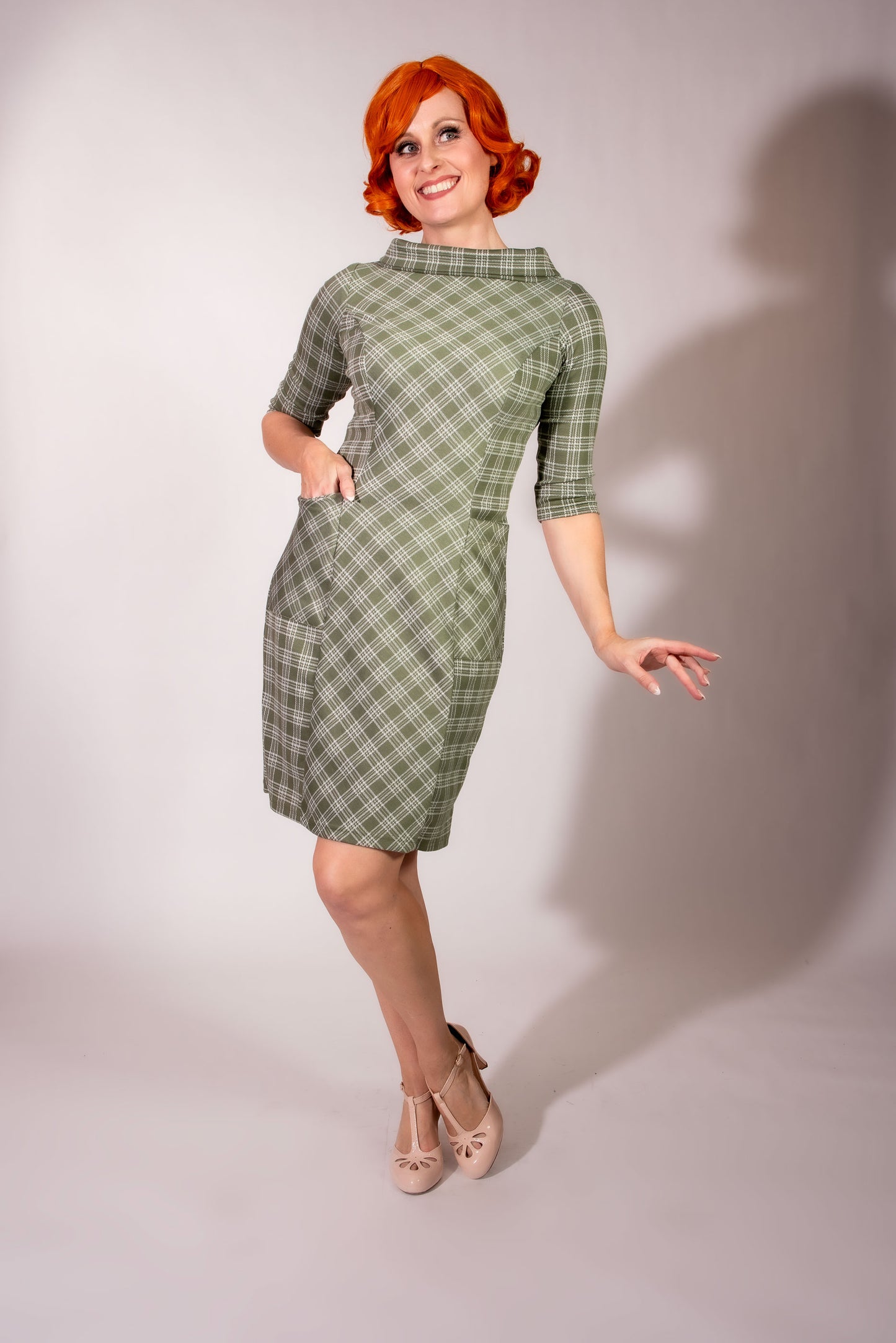 Dana Dress- Sage Plaid
