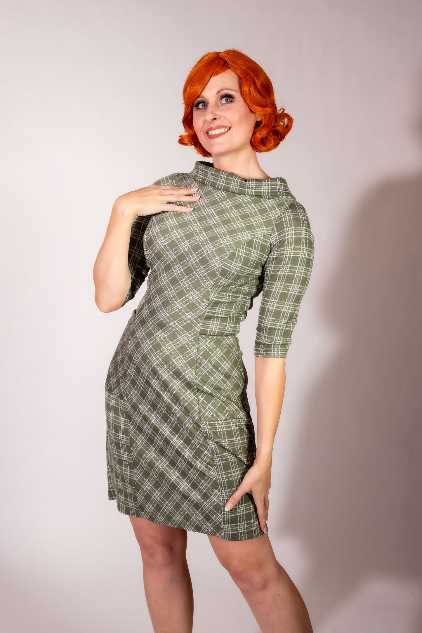 Dana Dress- Sage Plaid