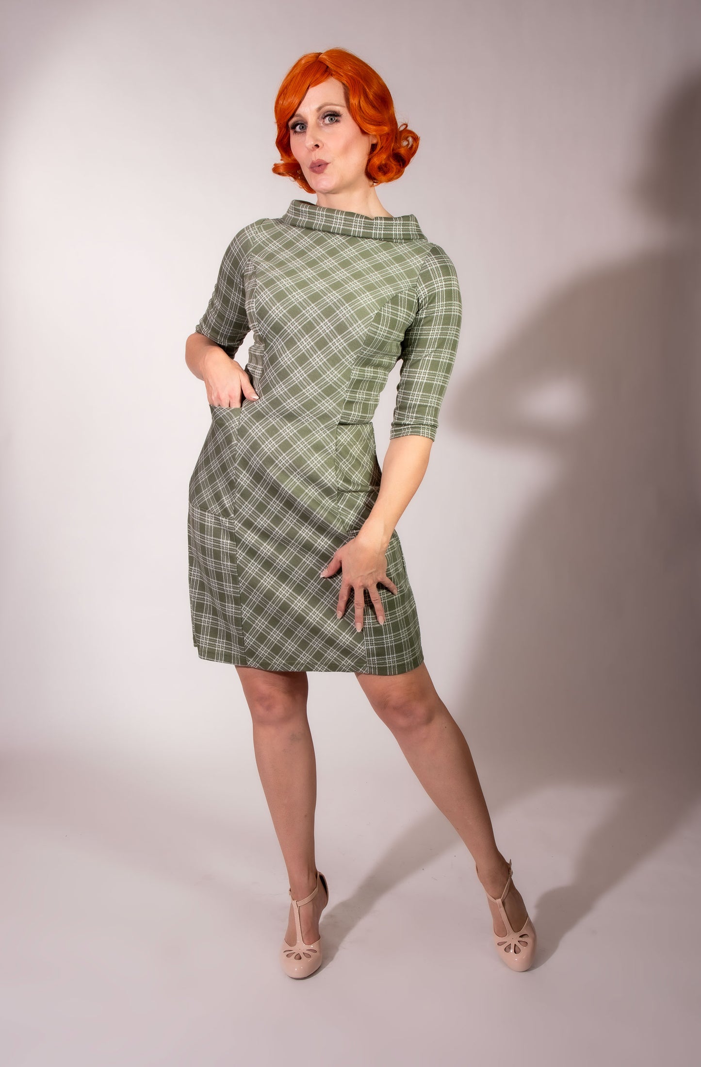 Dana Dress- Sage Plaid