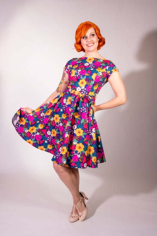 Melody Dress- Gloria's Garden, Navy