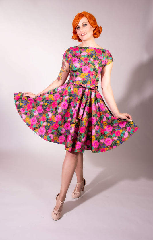 Melody Dress- Gloria's Garden, Olive