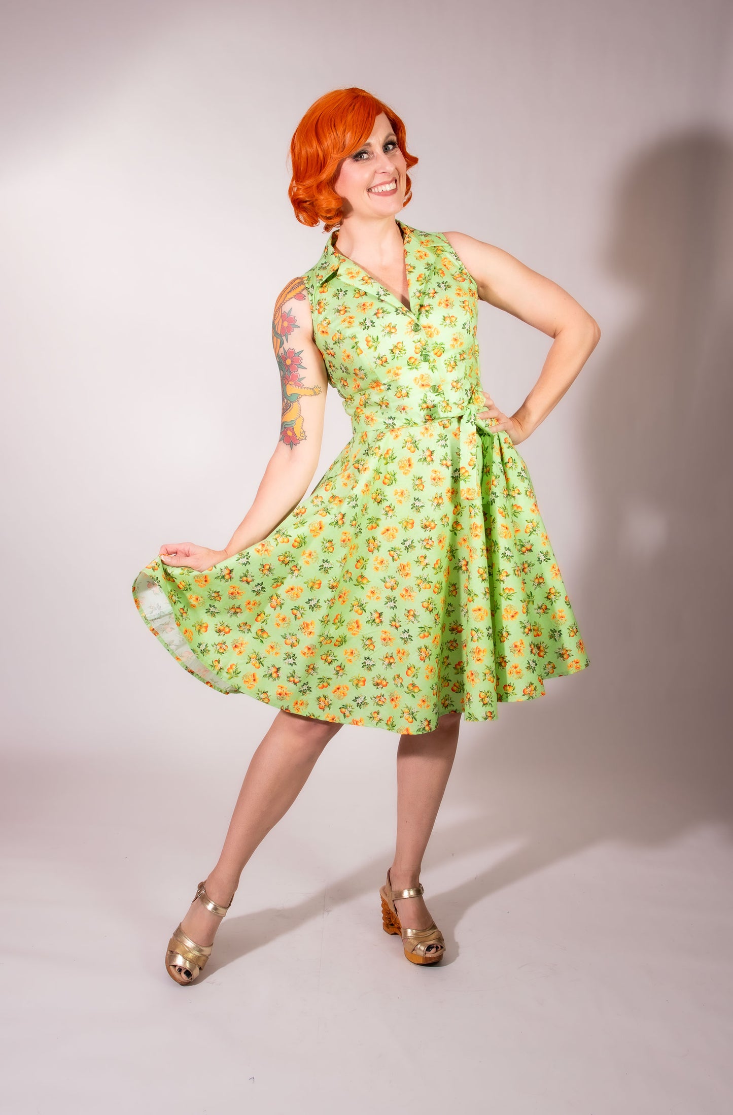 Staci Dress- Orange County, Lime