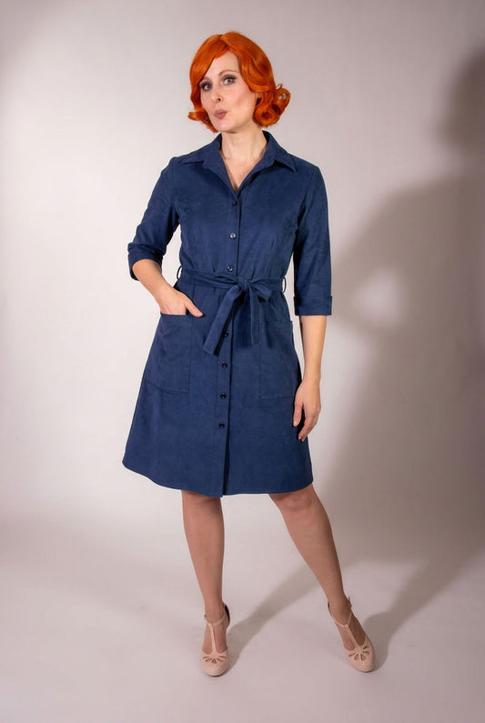 Shirt Dress - Corduroy, Navy