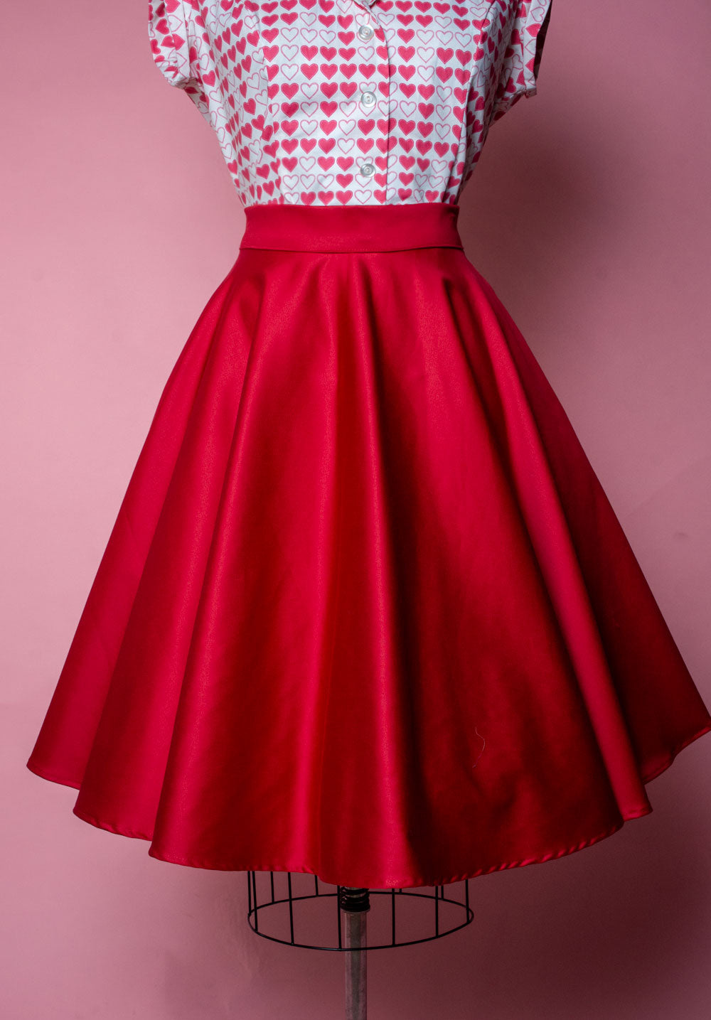 Haute Circle Skirt - Red Sateen