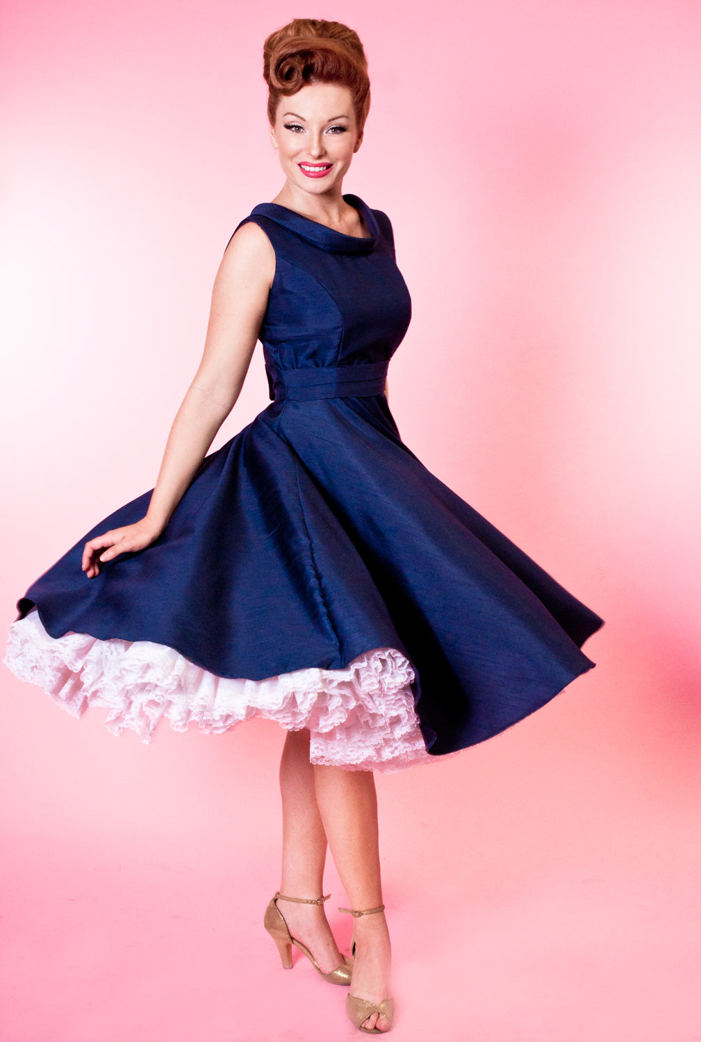 PRE-ORDER  Suzette Dress- Shantung, Navy