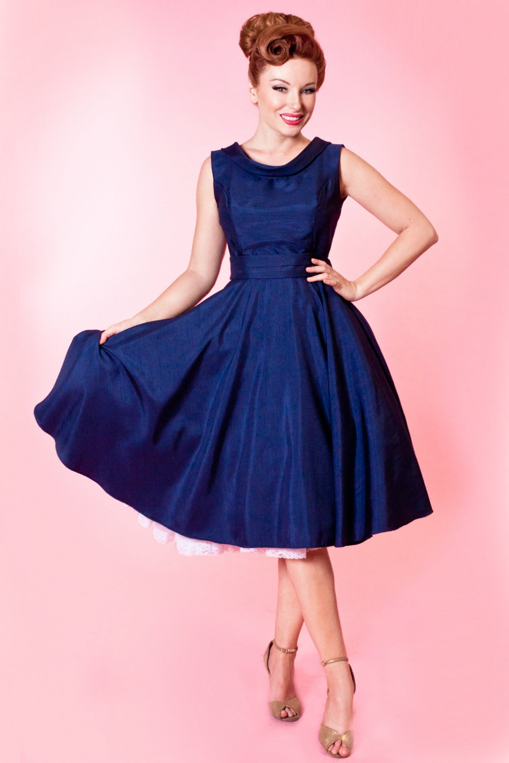 PRE-ORDER  Suzette Dress- Shantung, Navy