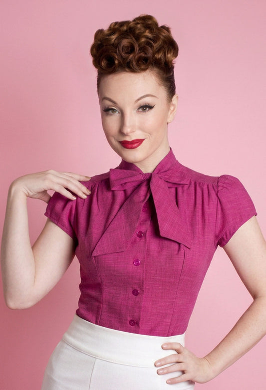 Estelle Blouse - Linen Look, Pink