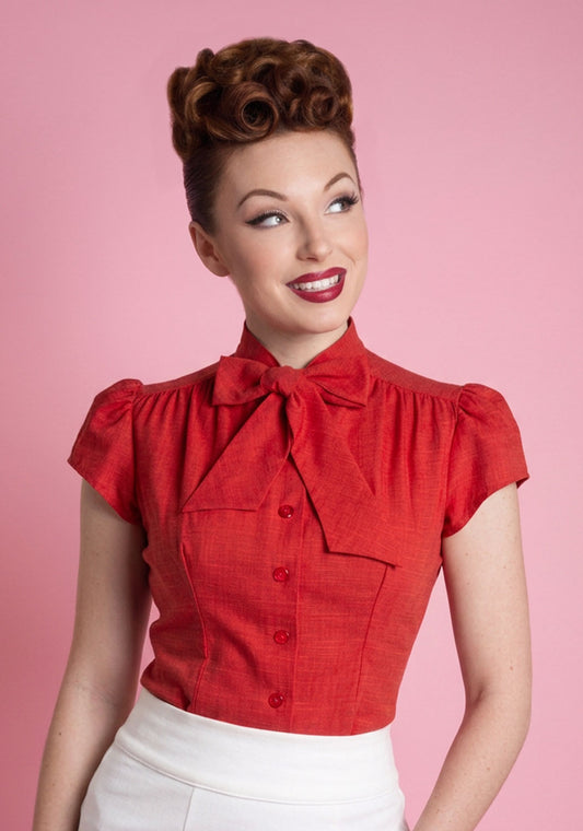 Estelle Blouse - Linen Look, Rust