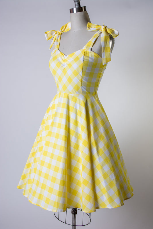 Sarah Swing Dress- Big Gingham, Yellow *sale
