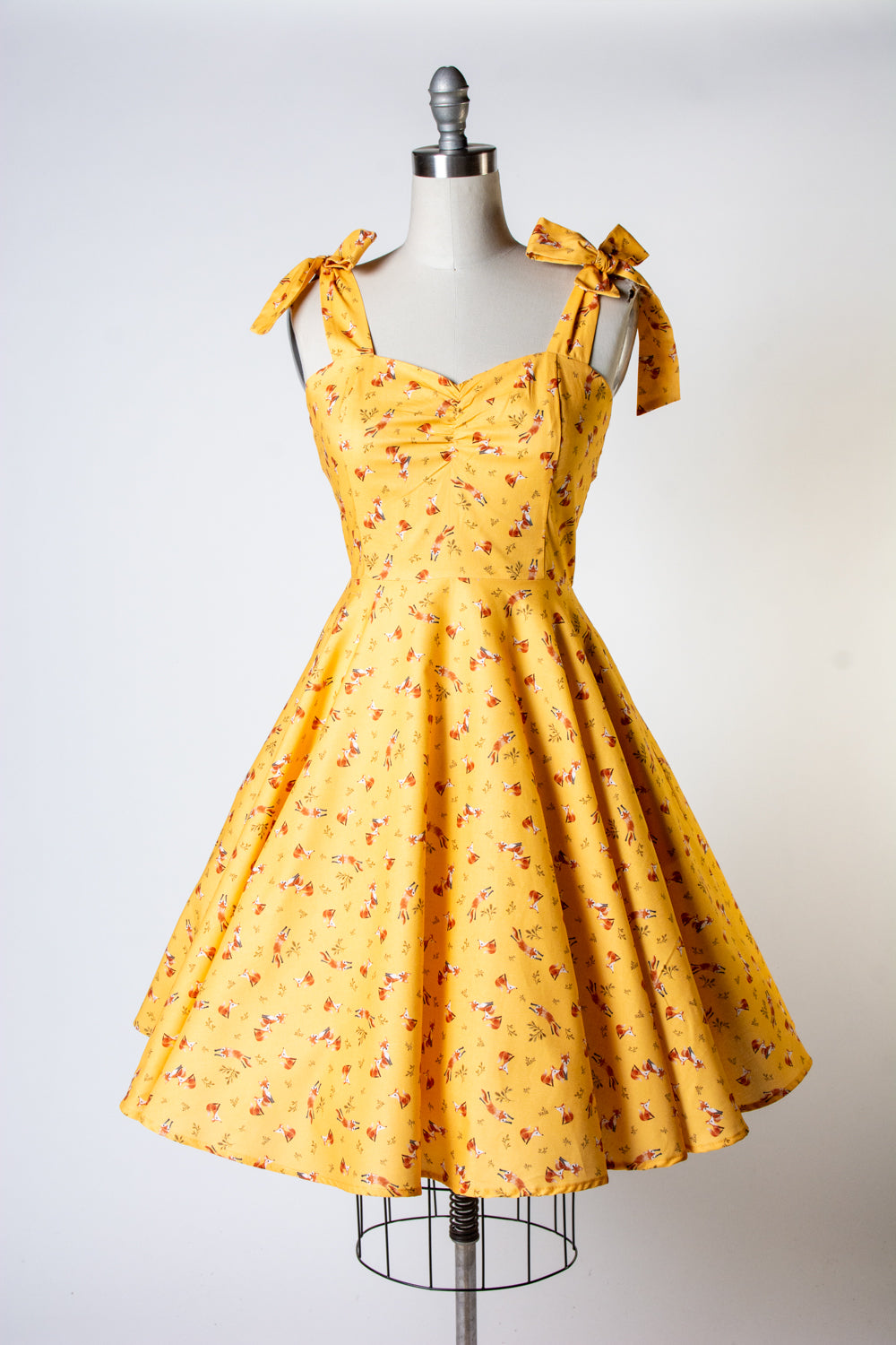 Sarah Swing Dress - Foxes, Mustard