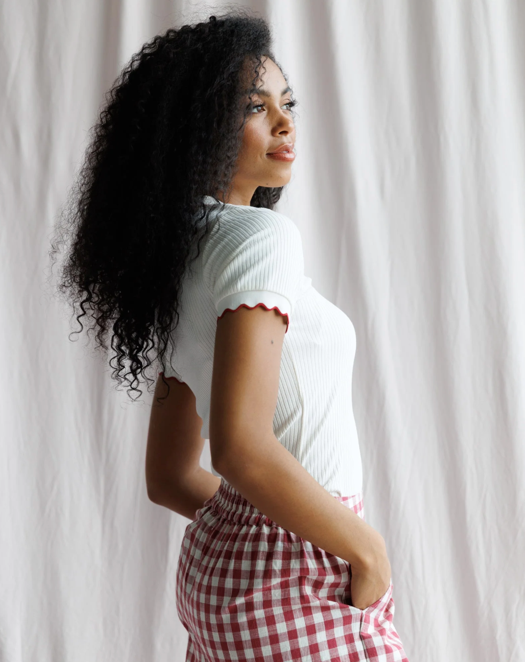 Red tipped ribbed knit Polo by Downeast - 2X *sale