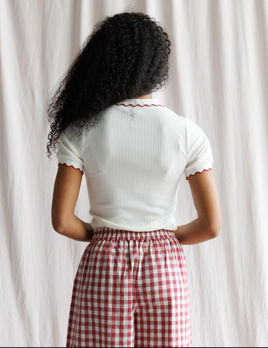 Red tipped ribbed knit Polo by Downeast - 2X *sale