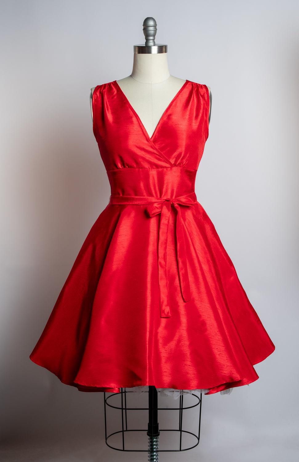 Serena Swing Dress - Shantung, Red