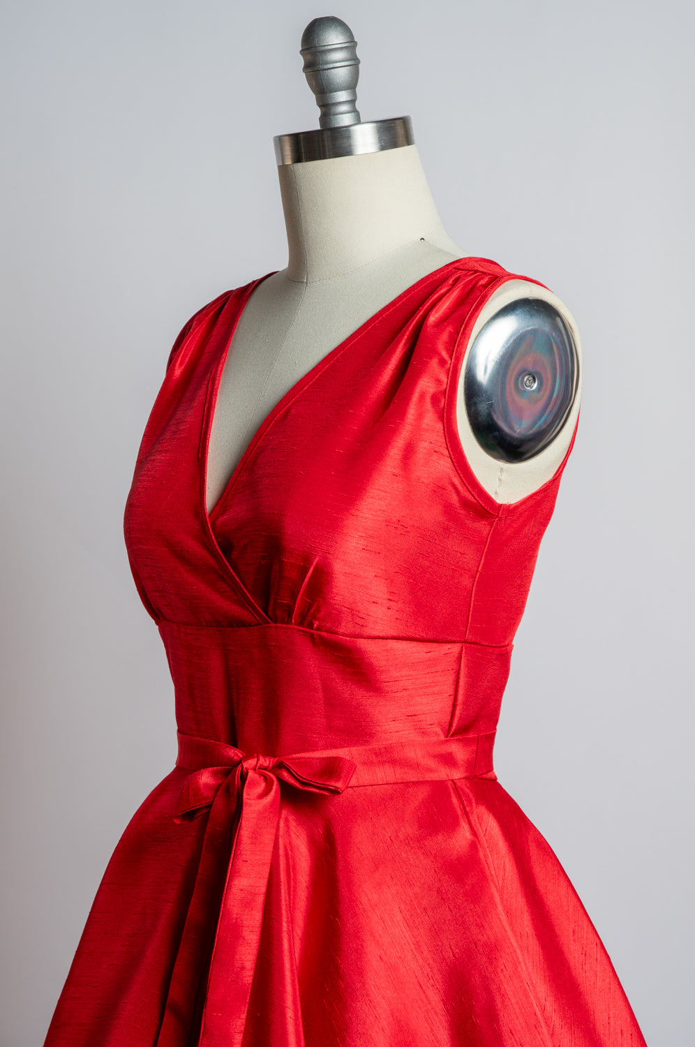 Serena Swing Dress - Shantung, Red