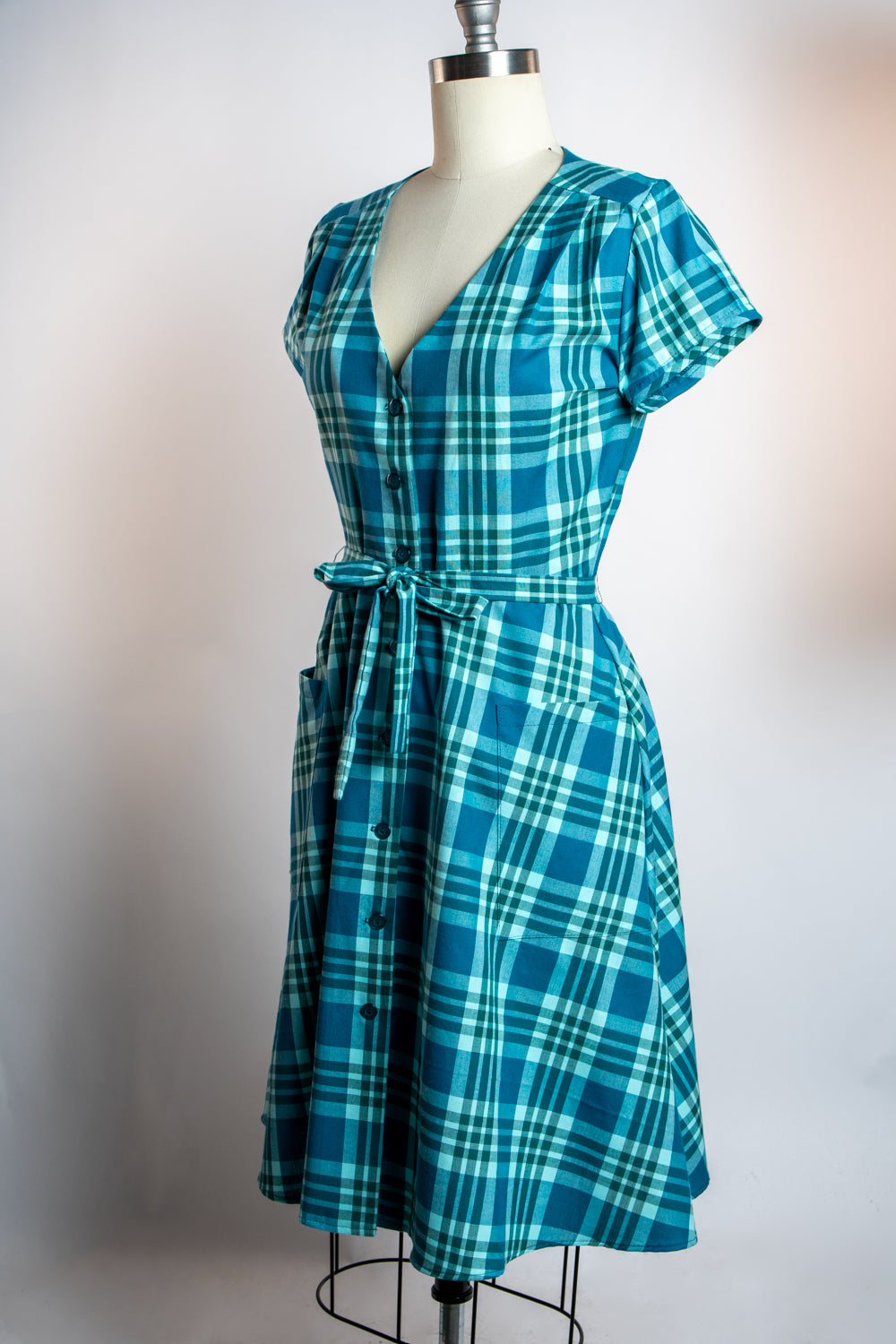 Sheila Dress - Teal Plaid