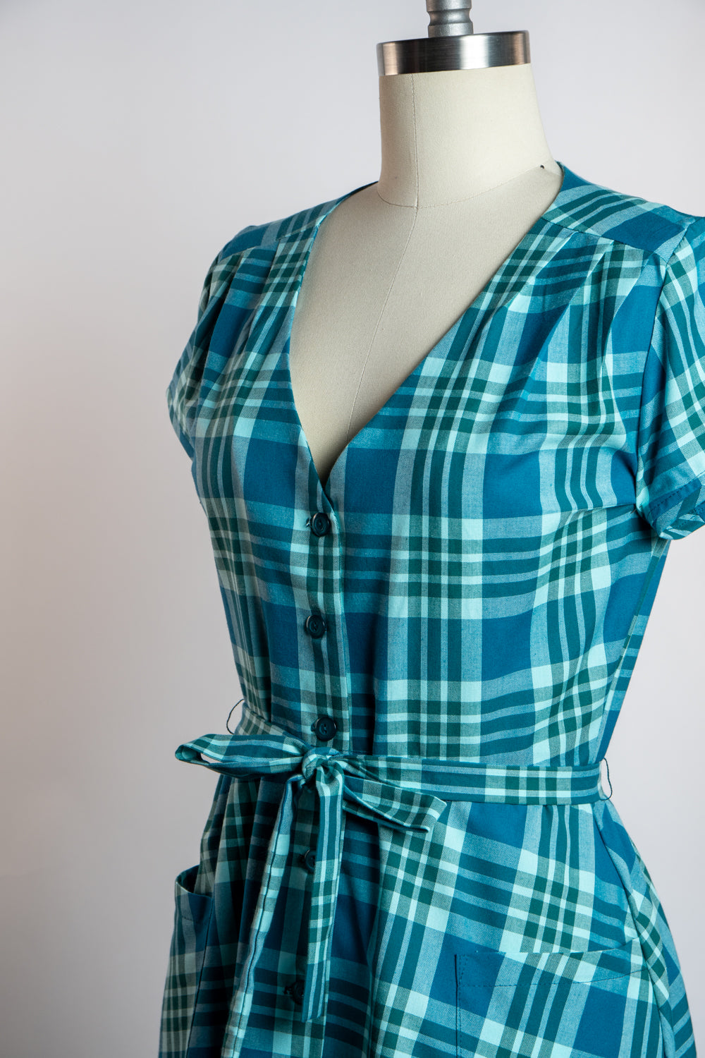 Sheila Dress - Teal Plaid