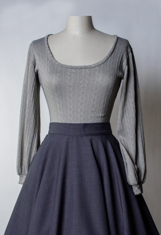 Grace Top - Cable Knit, Silver *sale
