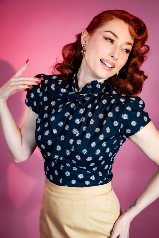 Estelle Blouse - Navy Daisy