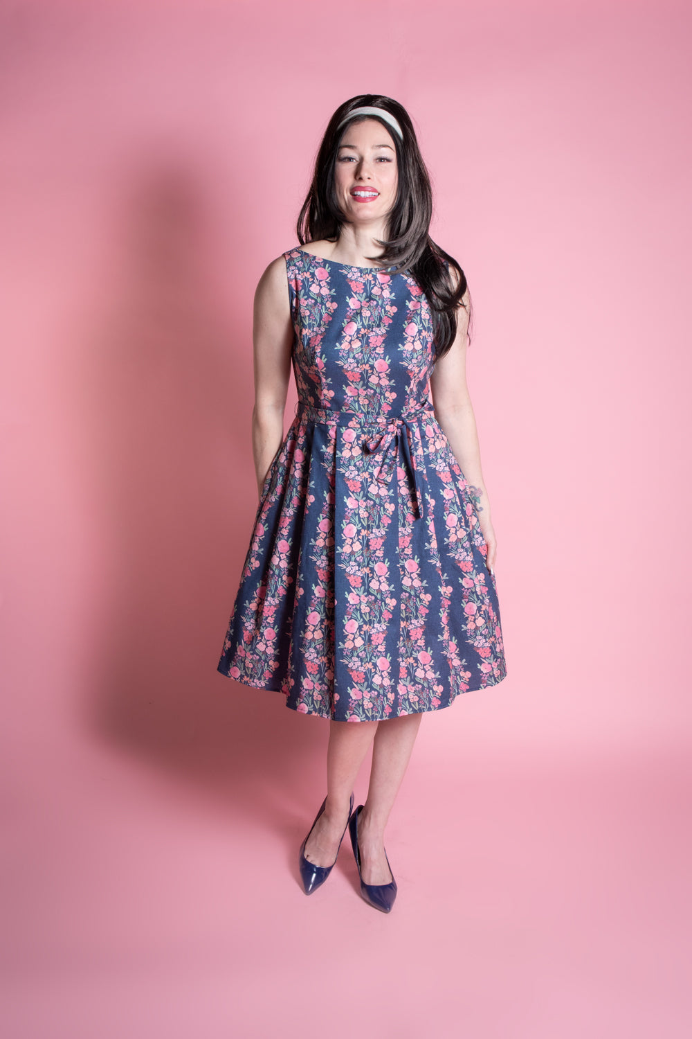 Monica Dress - Navy Wallpaper Floral