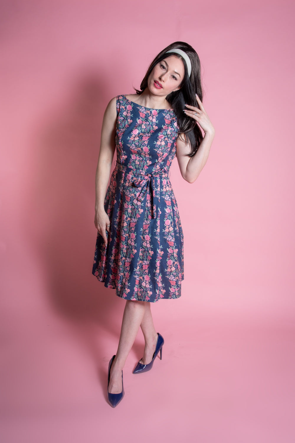 Monica Dress - Navy Wallpaper Floral