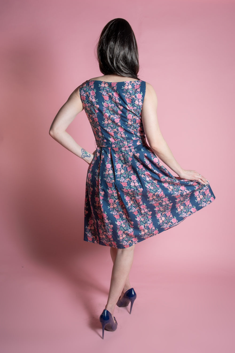 Monica Dress - Navy Wallpaper Floral