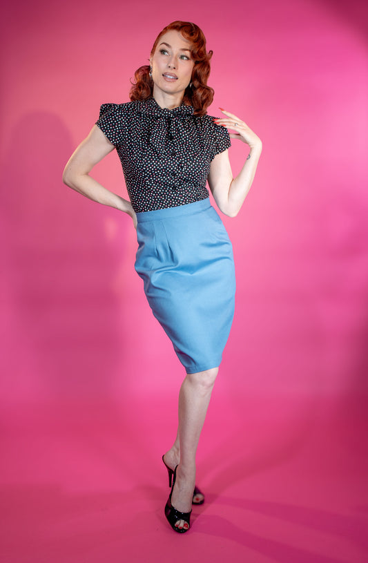 Basic Pencil Skirt- Canvas, Blue