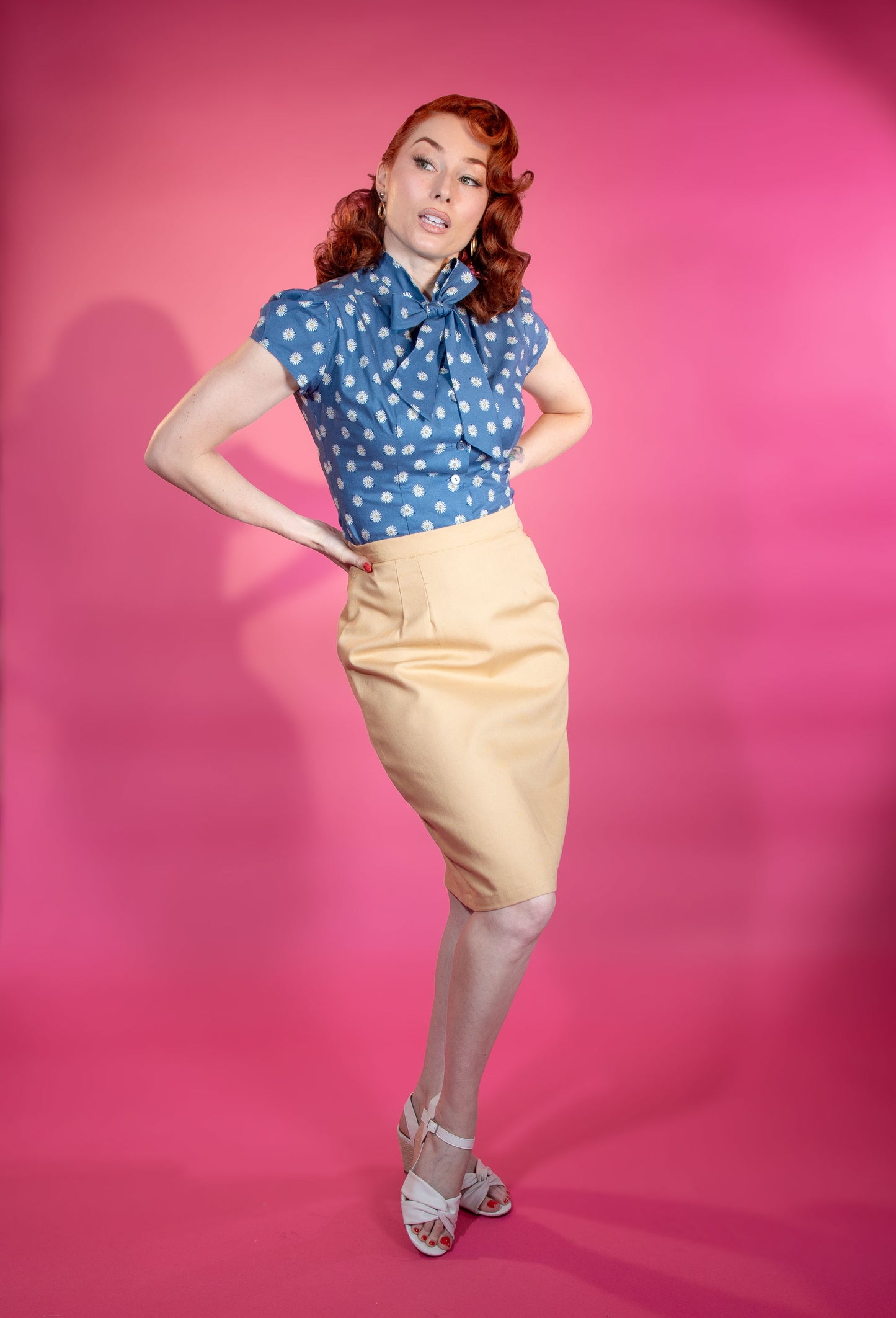 Basic Pencil Skirt- Butterscotch, Canvas