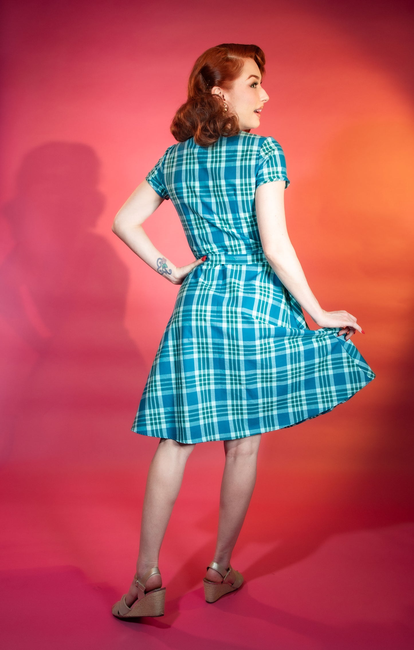 Sheila Dress - Teal Plaid