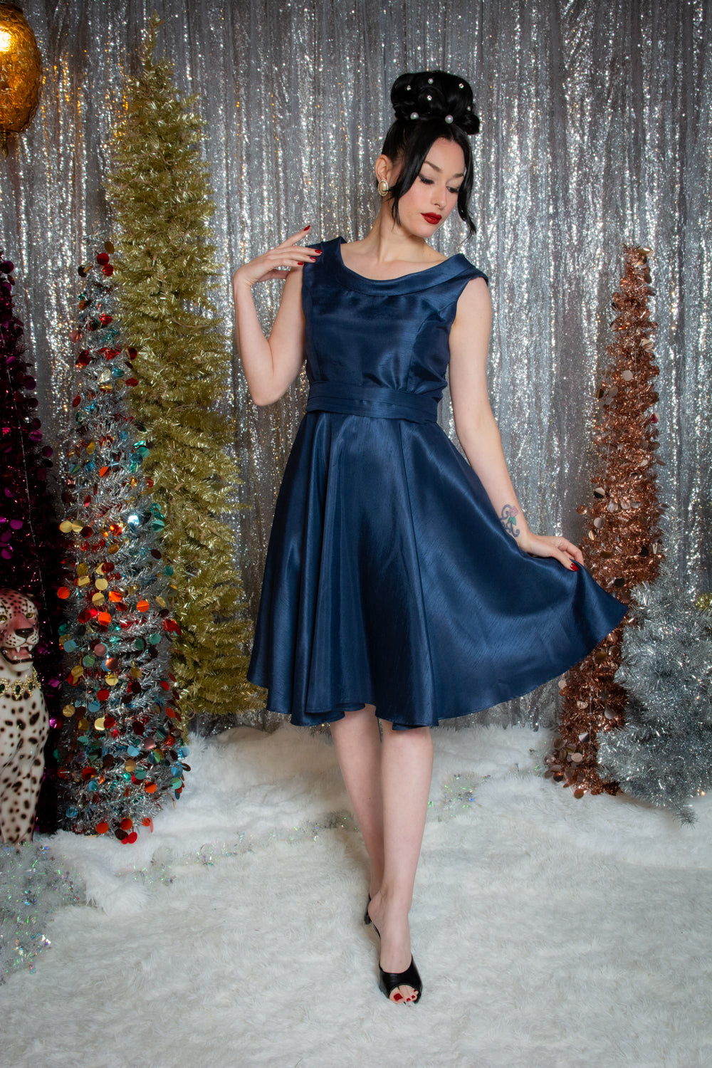 PRE-ORDER  Suzette Dress- Shantung, Navy