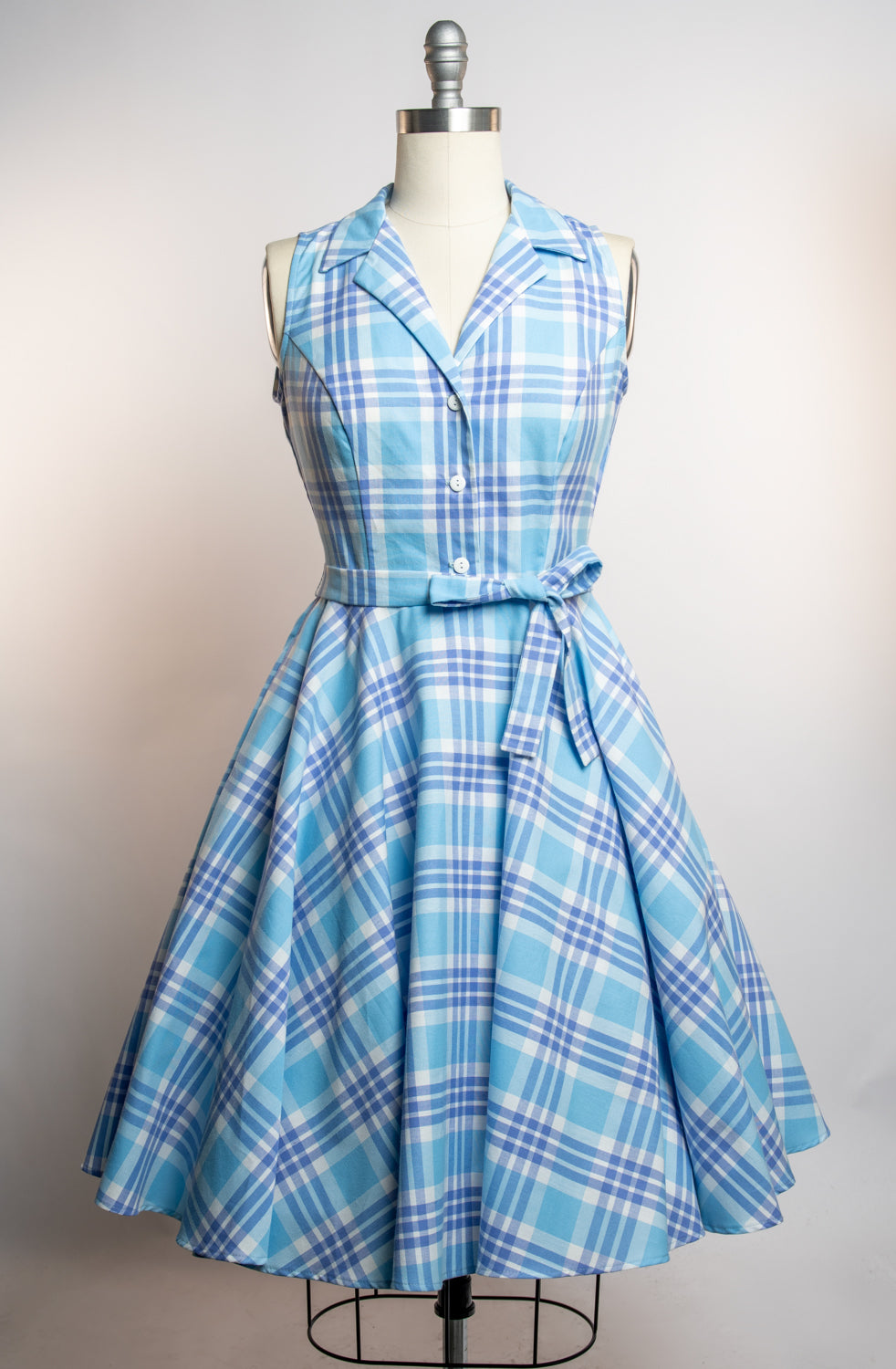 Staci Dress- Light Blue Plaid – Heart of Haute