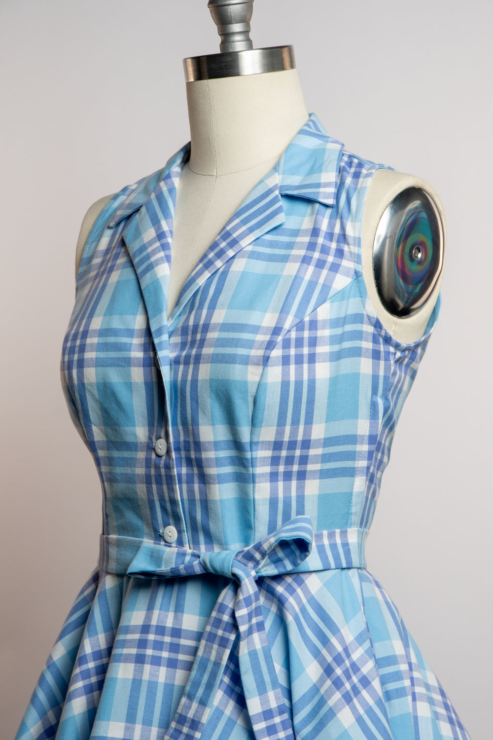 Staci Dress- Light Blue Plaid