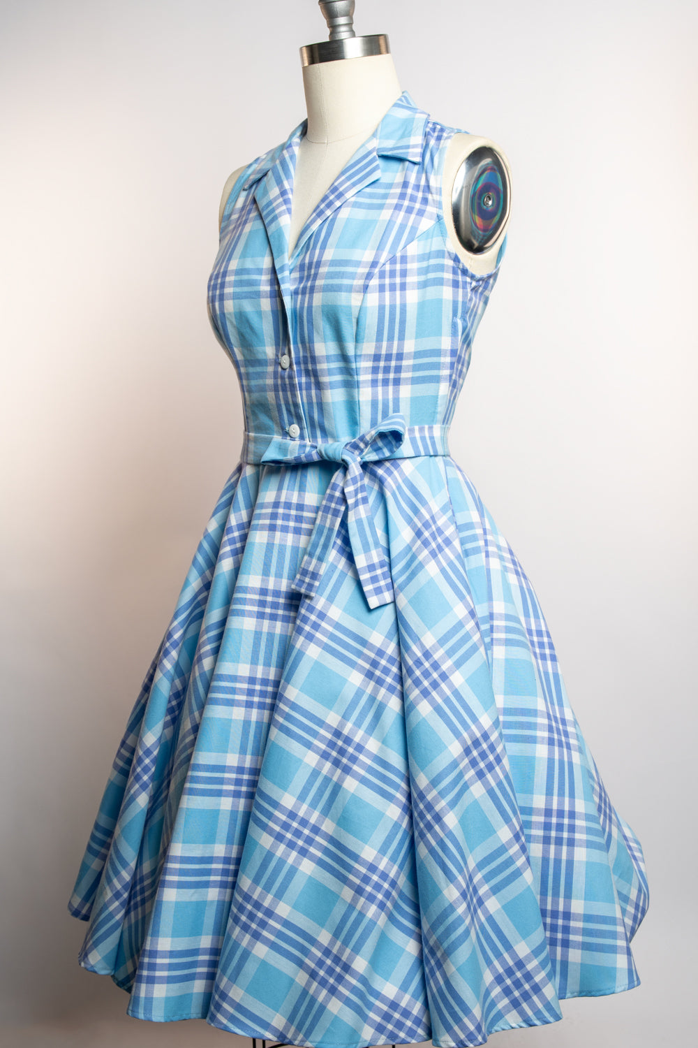 Staci Dress- Light Blue Plaid