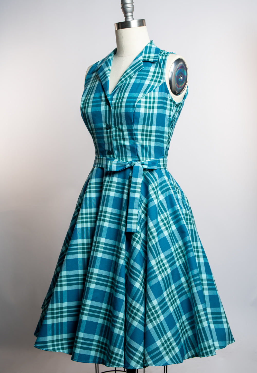 Staci Dress- Teal Plaid