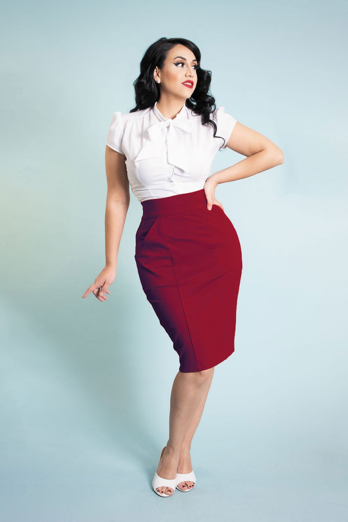 PRE-ORDER Pencil Skirt- Crimson