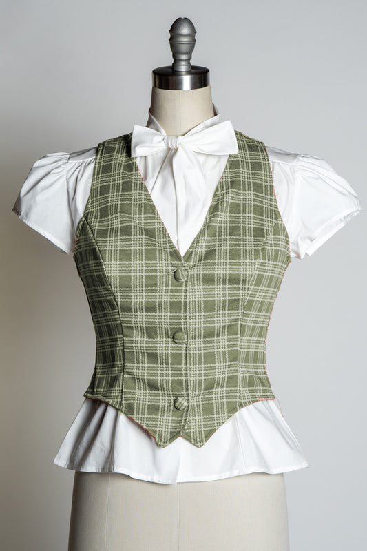 Veronica Vest- Sage Plaid *sale