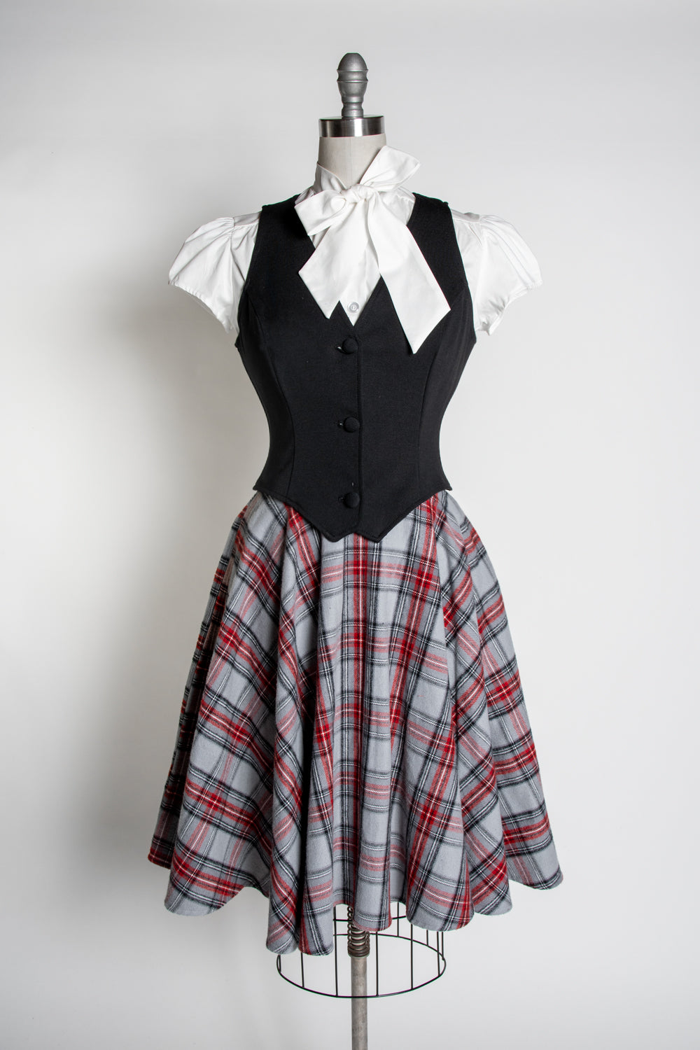 Haute Circle Skirt Flannel Grey Plaid Heart of Haute