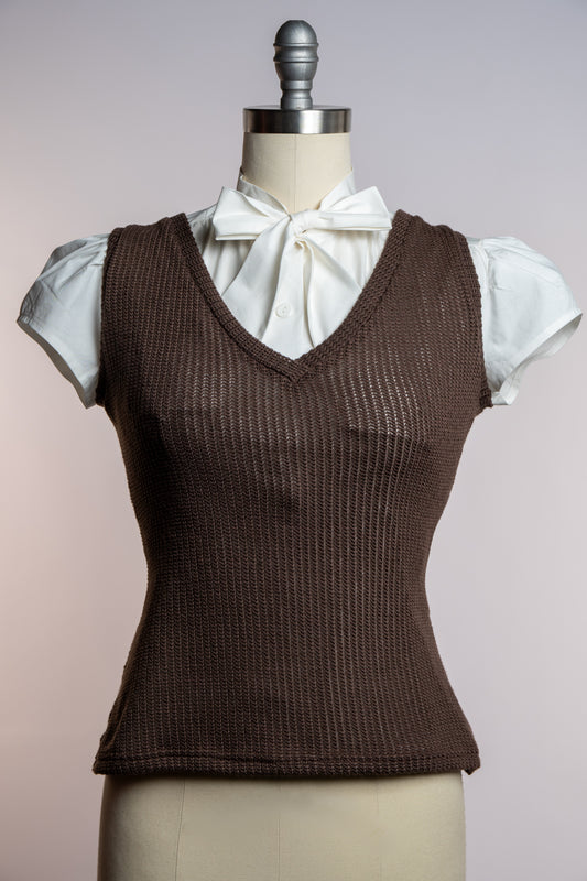 Vivi Vest- Open Knit, Brown
