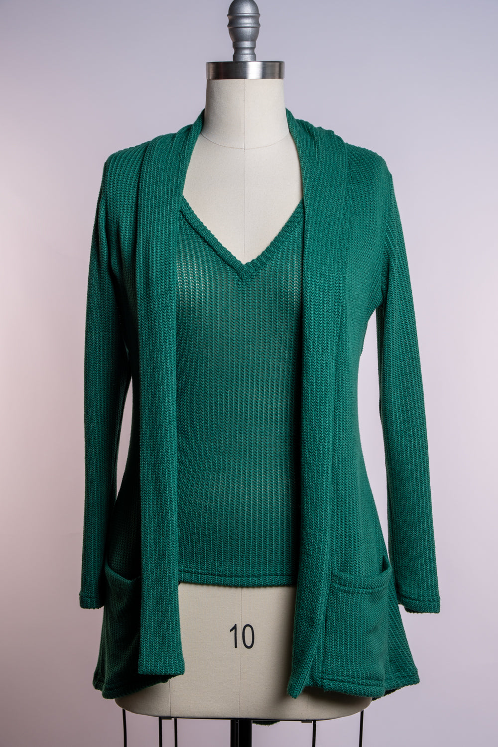 Vivi Vest- Open Knit, Evergreen