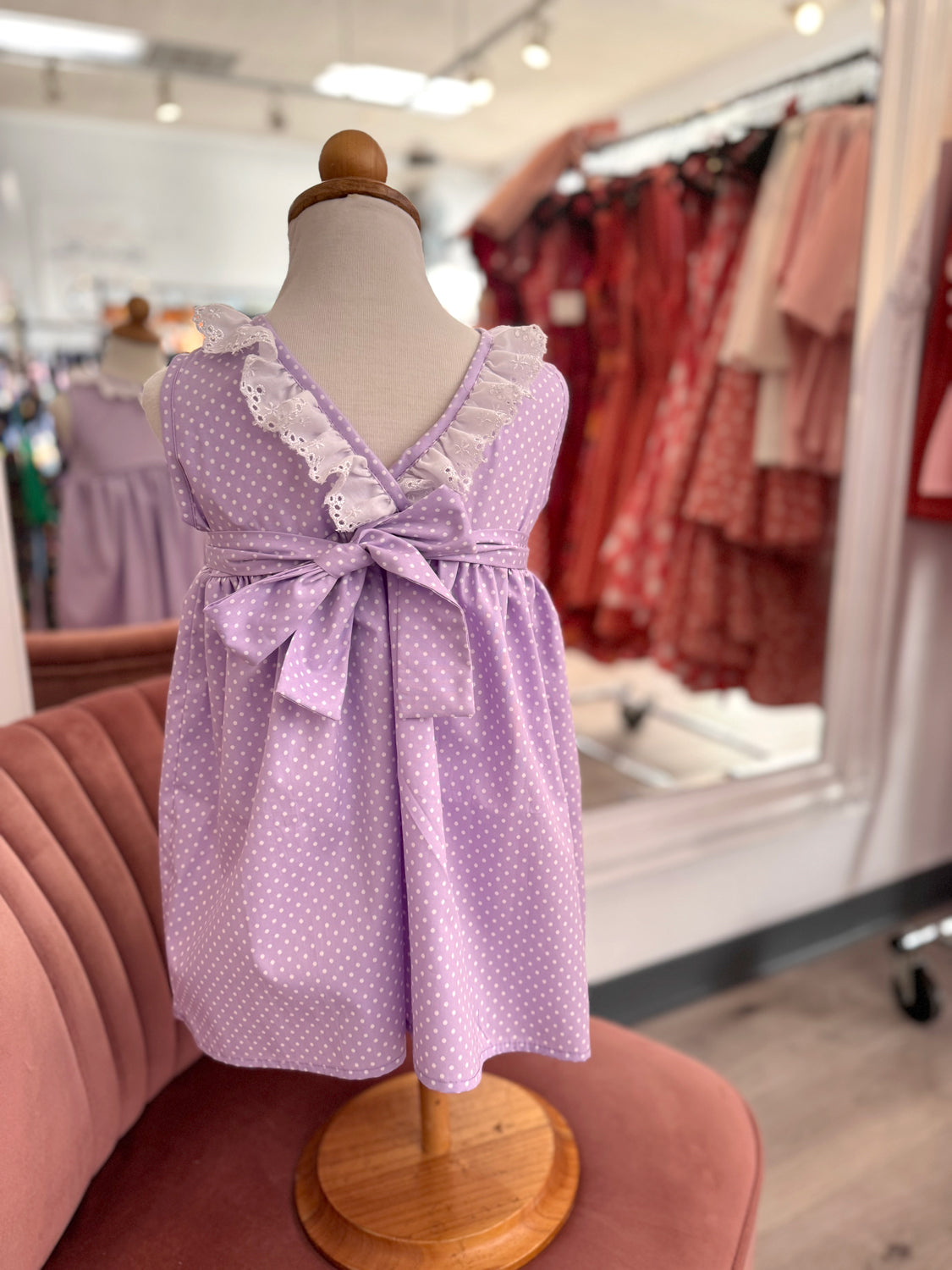 Enchanted Toddler Dress - Lavender Dot w/ frillies
