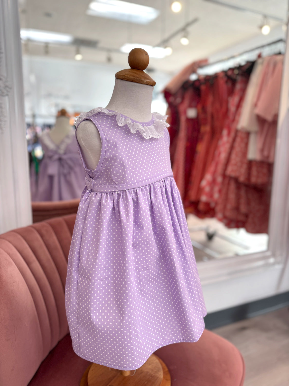 Enchanted Toddler Dress - Lavender Dot w/ frillies